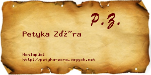Petyka Zóra névjegykártya